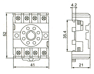 Socket for Timer & Relay PF-083A-E drawing