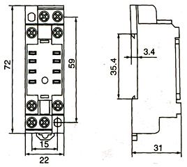 Socket for Timer & Relay PYF-08A-E drawing